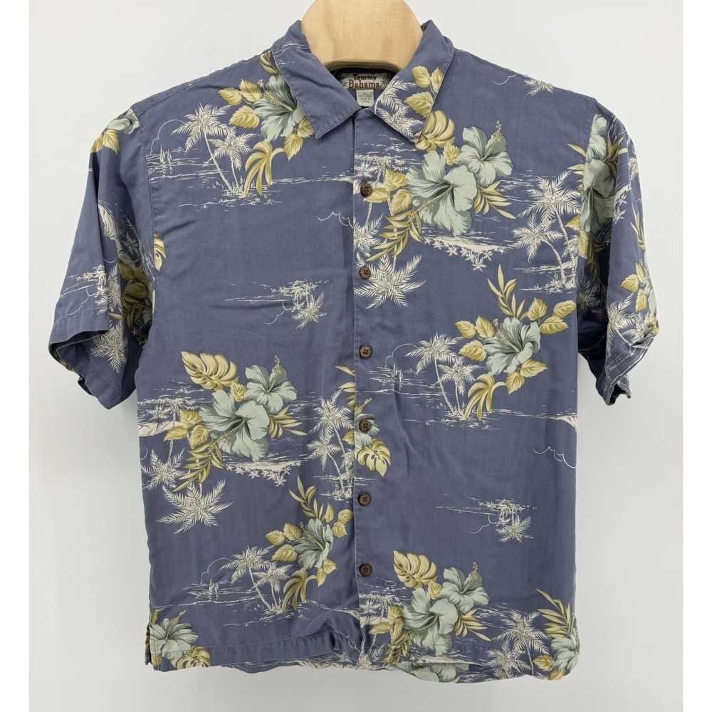 Tommy Bahama Hawaiian Shirt Men's Size L 100% Silk Floral Tropical Beach Aloha - Picture 1 of 9